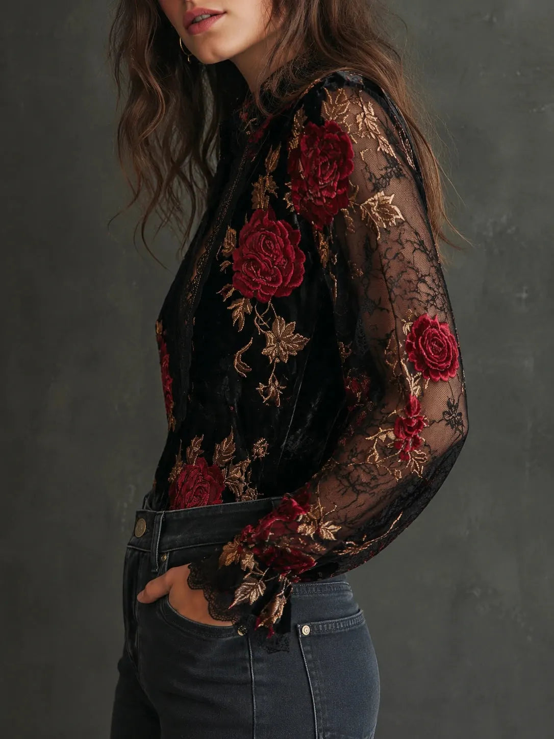 Retro Blouse in velvet, Best Value