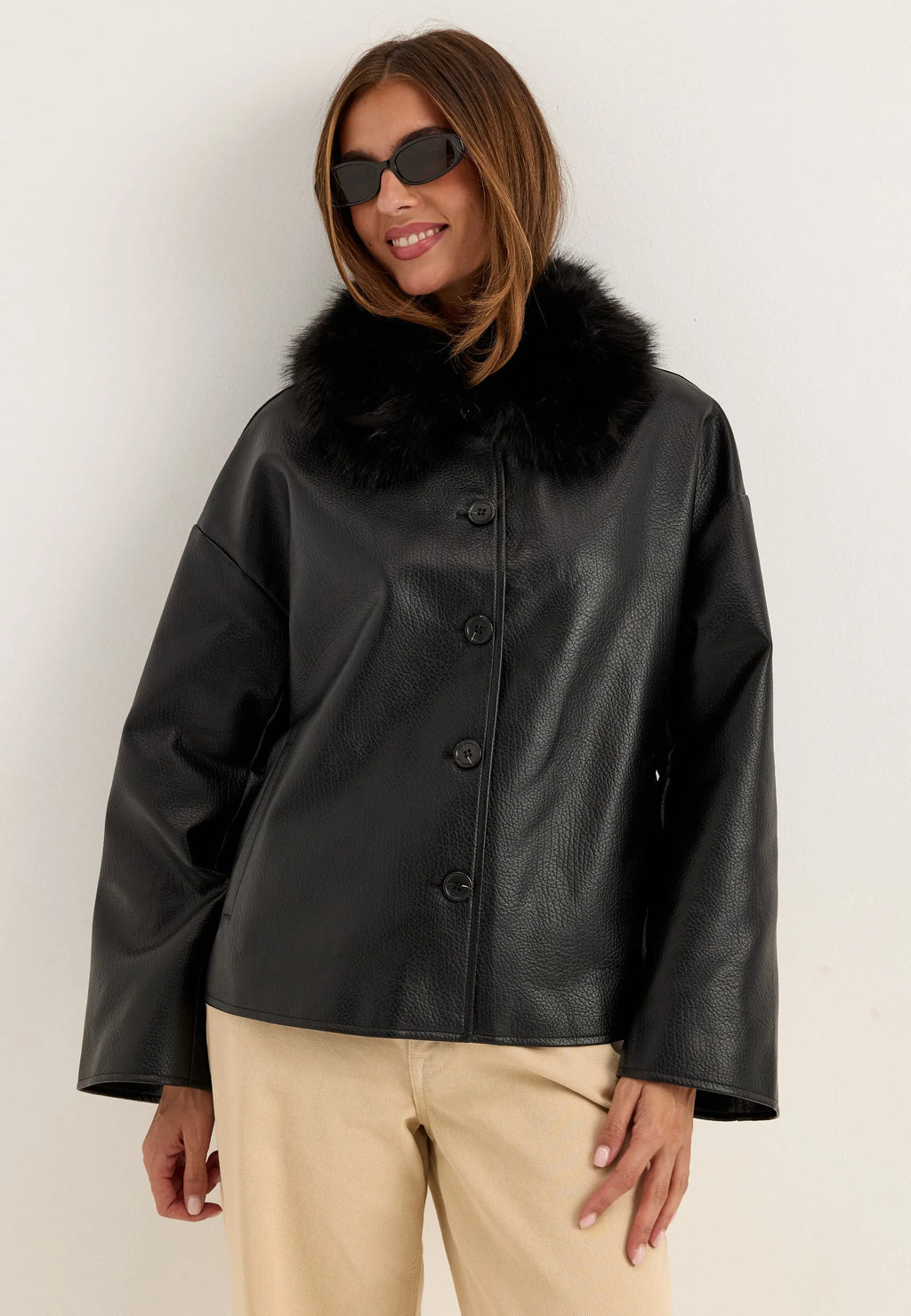 Fur Collar PU Jacket
