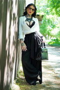 Black Linen Cotton Palazzo Pants - Wide Leg Pleated 