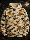 Men's Vintage Halloween Bandaged Ghost Art Print Casual Hoodie