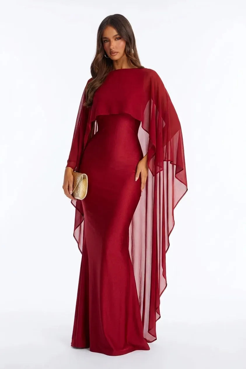 Aveline Cape Sleeve Mermaid Gown