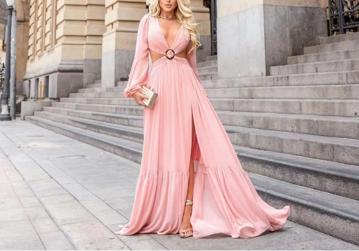 Veronique Cotton Blend Cutout Maxi Dress - Orchid - FINAL SALE