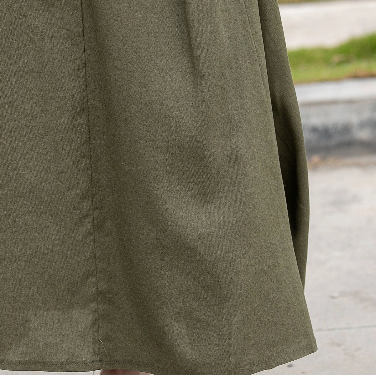 Olive Green Linen Cotton Skirt – Handmade A-Line Maxi Skirt for Women 