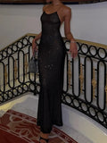 Sheer Mesh Sequin Embellished Maxi Dress