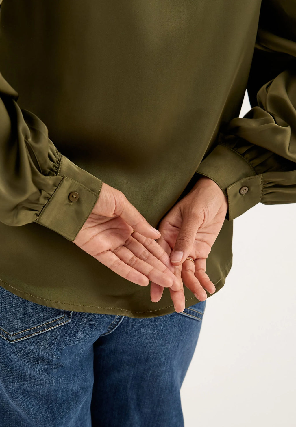 Puff Sleeve Satin Shirt