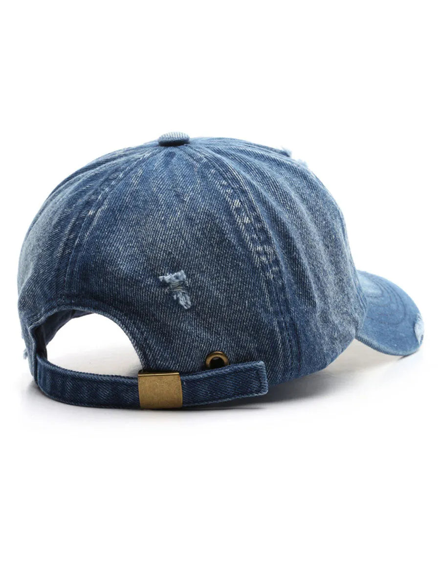 Fashion Retro Ripped Washed Distressed Denim Baseball Cap