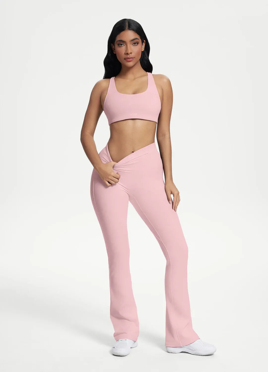 Ruched-Back Flared Leggings