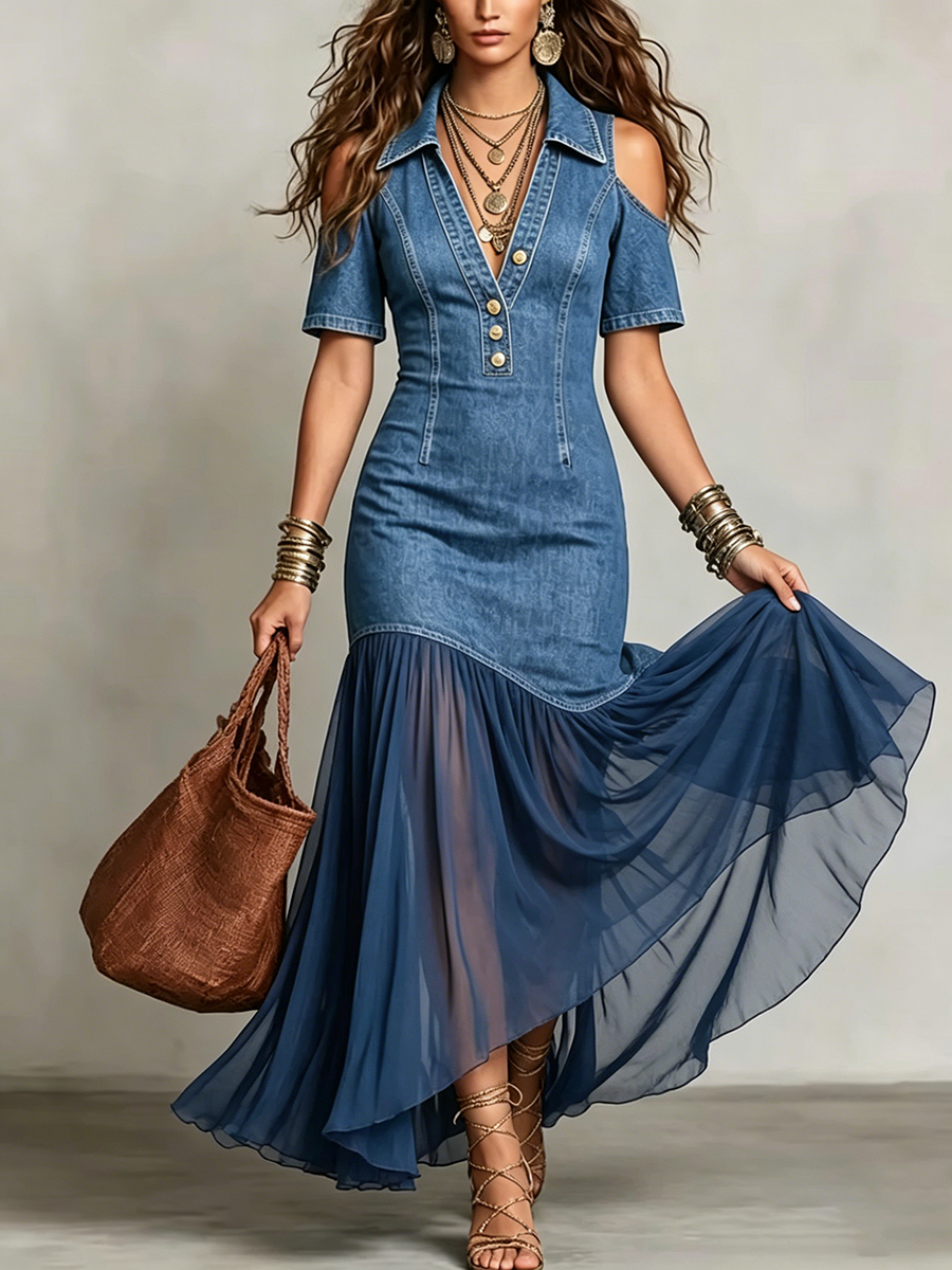 Maxi Dress with denim – Premium Look