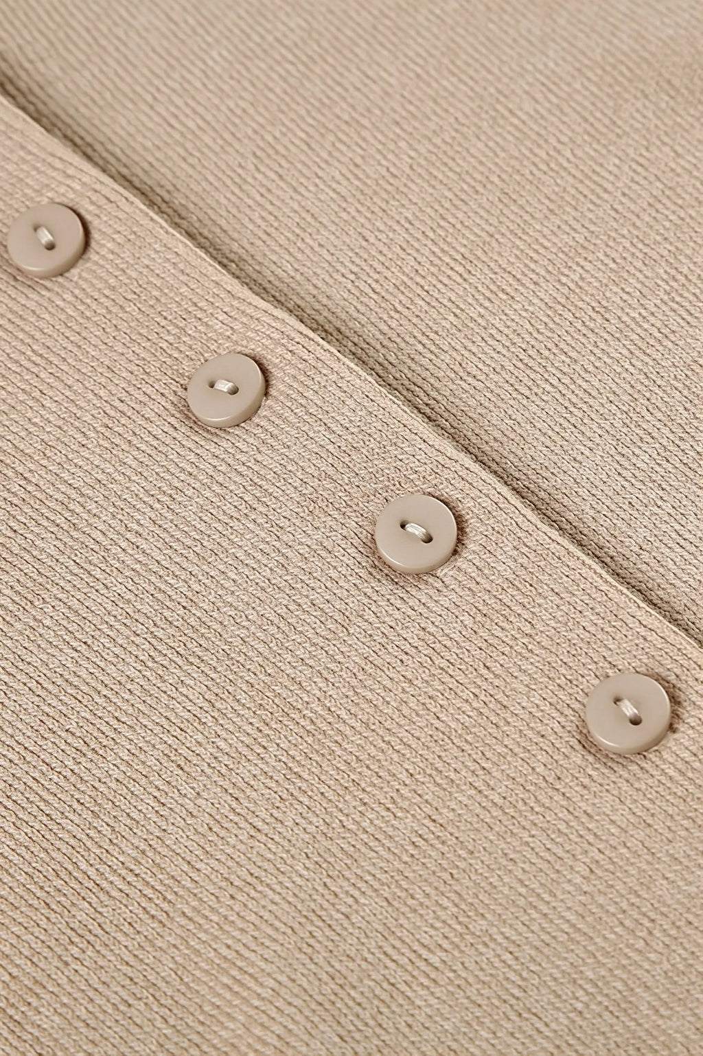 Solid Button Knit V Neck Slim Mini Dress