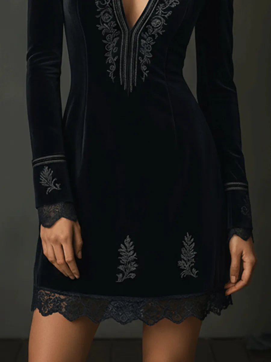 Retro Mini Dress in velvet, Premium Look