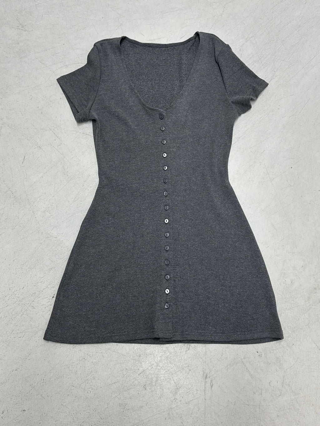 Boho V-Neck Button-Front Knit Bodycon Mini Dress