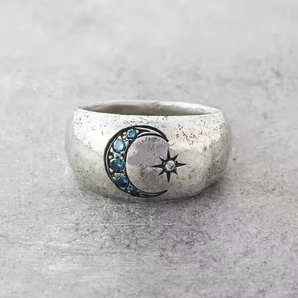 Silver Star Moon Ring🌙