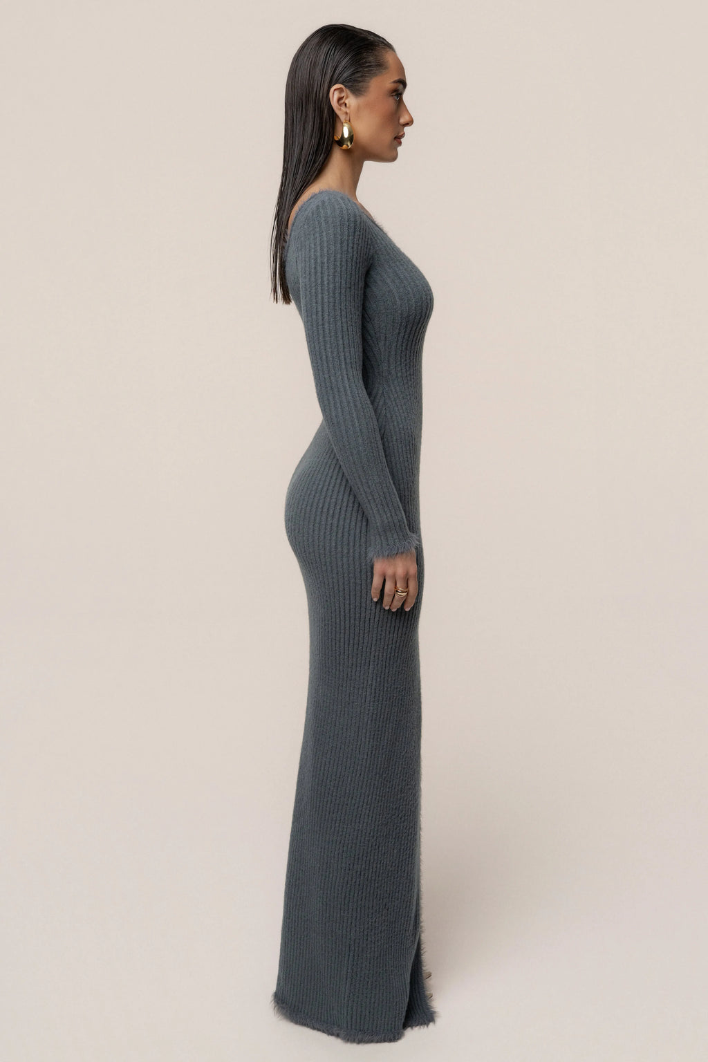 Alpine Elegance Slit Maxi Dress