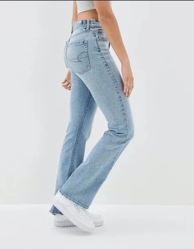 New Slit Slim Flare Women's High Waist Fashion Flared Pants Streetwear Jean