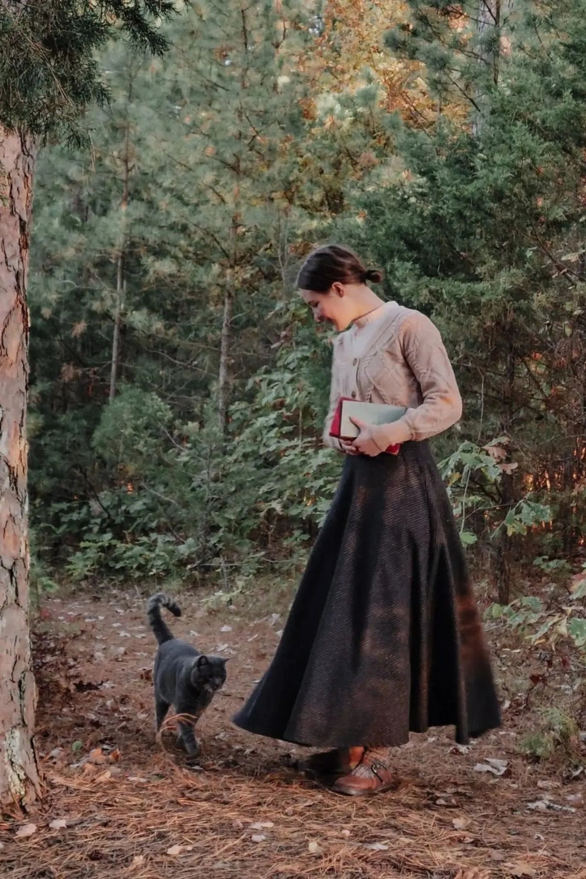 Plaid Wool Maxi Skirt - Vintage Inspired Flared Ankle-Length 3120