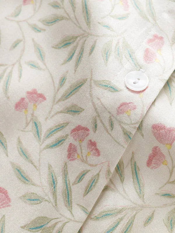 Floral Print Notched Collar Sleepwear Set