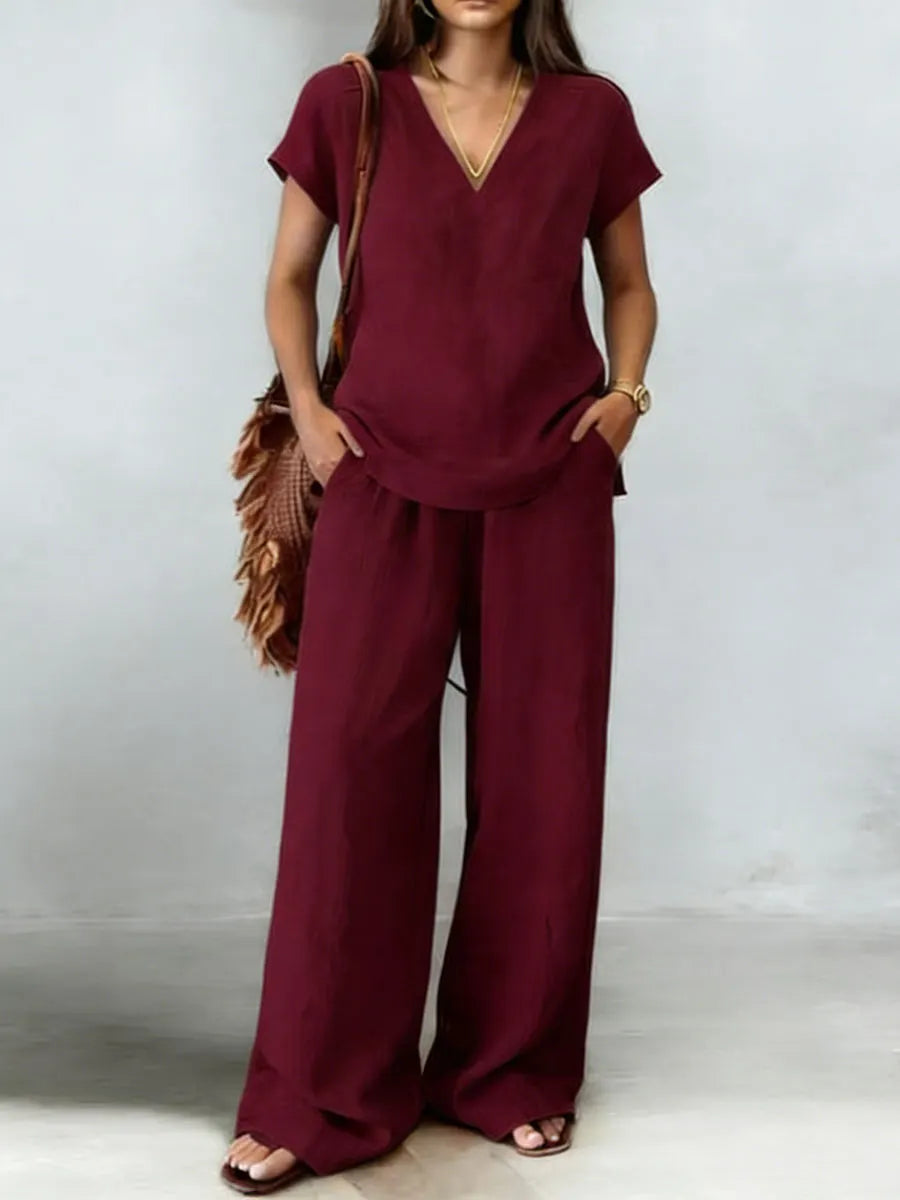 Chic Two-Piece Set in linen, Premium Look