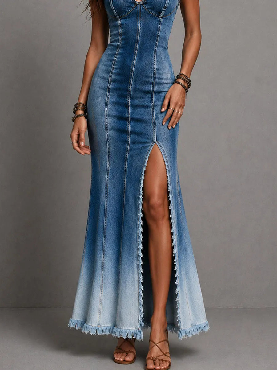 Maxi Dress with denim – Designer Aesthetic