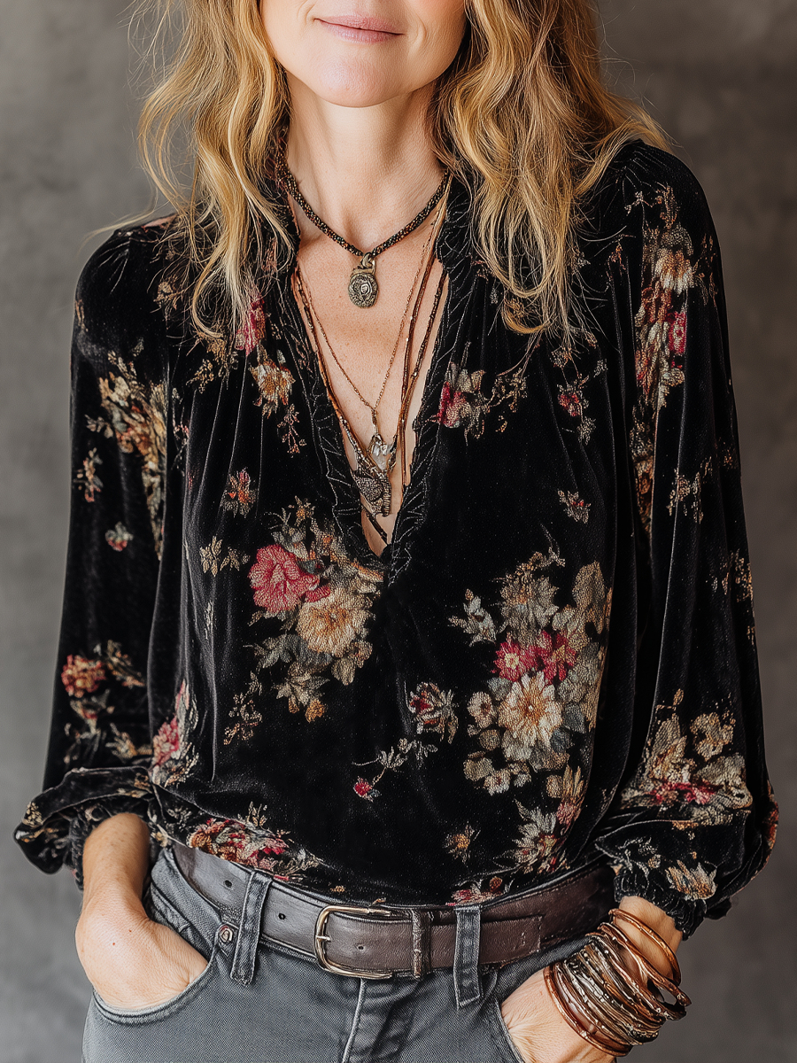 Vintage Blouse in velvet, Smart Price