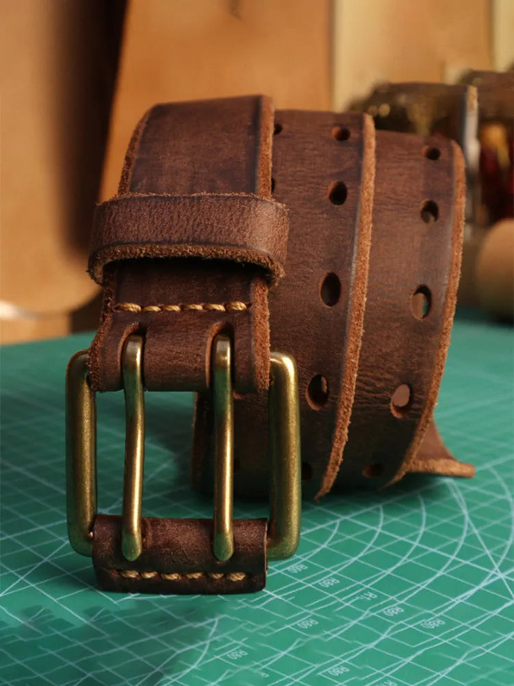 Double Needle Cowhide Vintage Belt