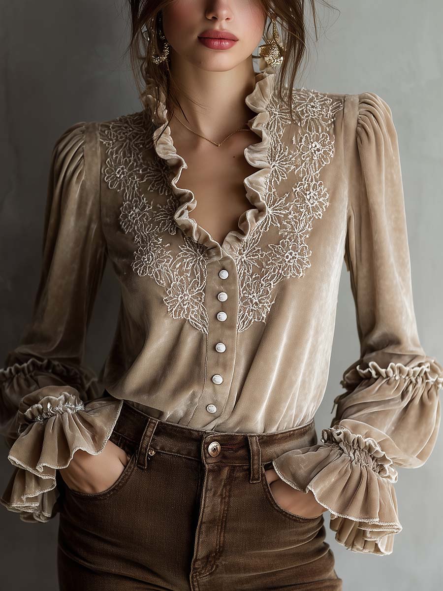 Chic Shirt in velvet, Smart Price