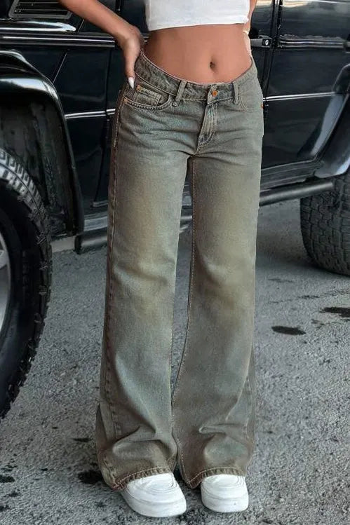 Distressed Washed Blue Jeans