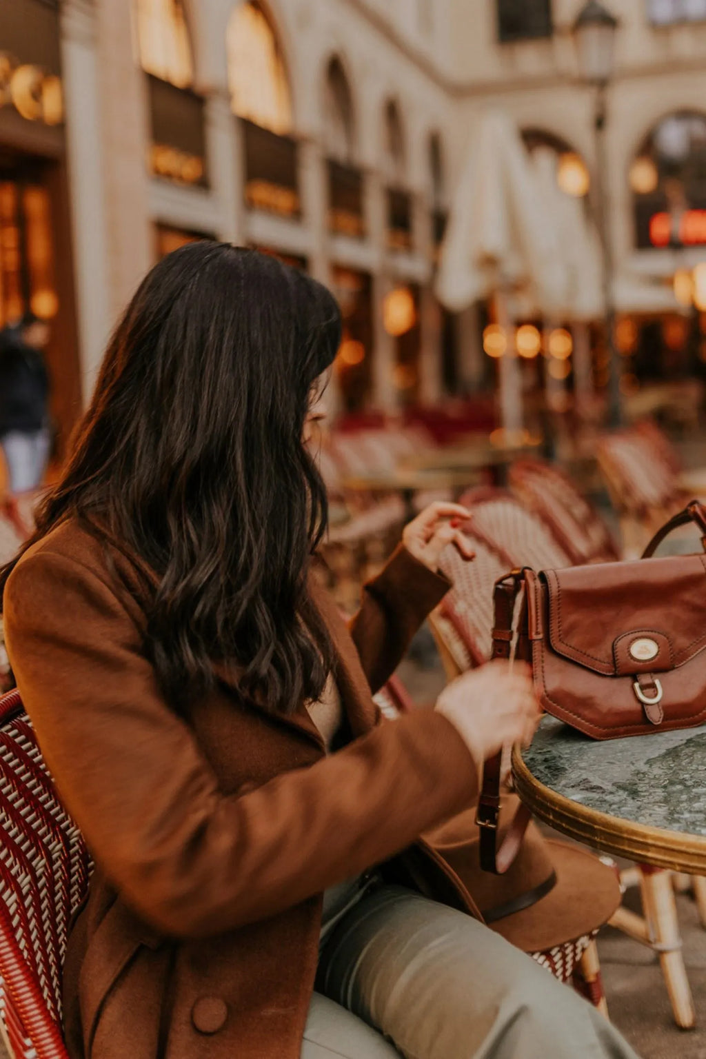 Brown Wool A-Line Trench Coat - Double Breasted Maxi 