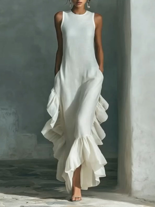 Elegant Maxi Dress in linen, Premium Look
