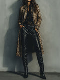 Vintage Woolen Blend Leopard Pattern Long Coat