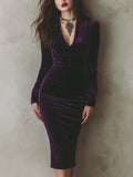 Elegant Midi Dress in velvet, Affordable Luxury