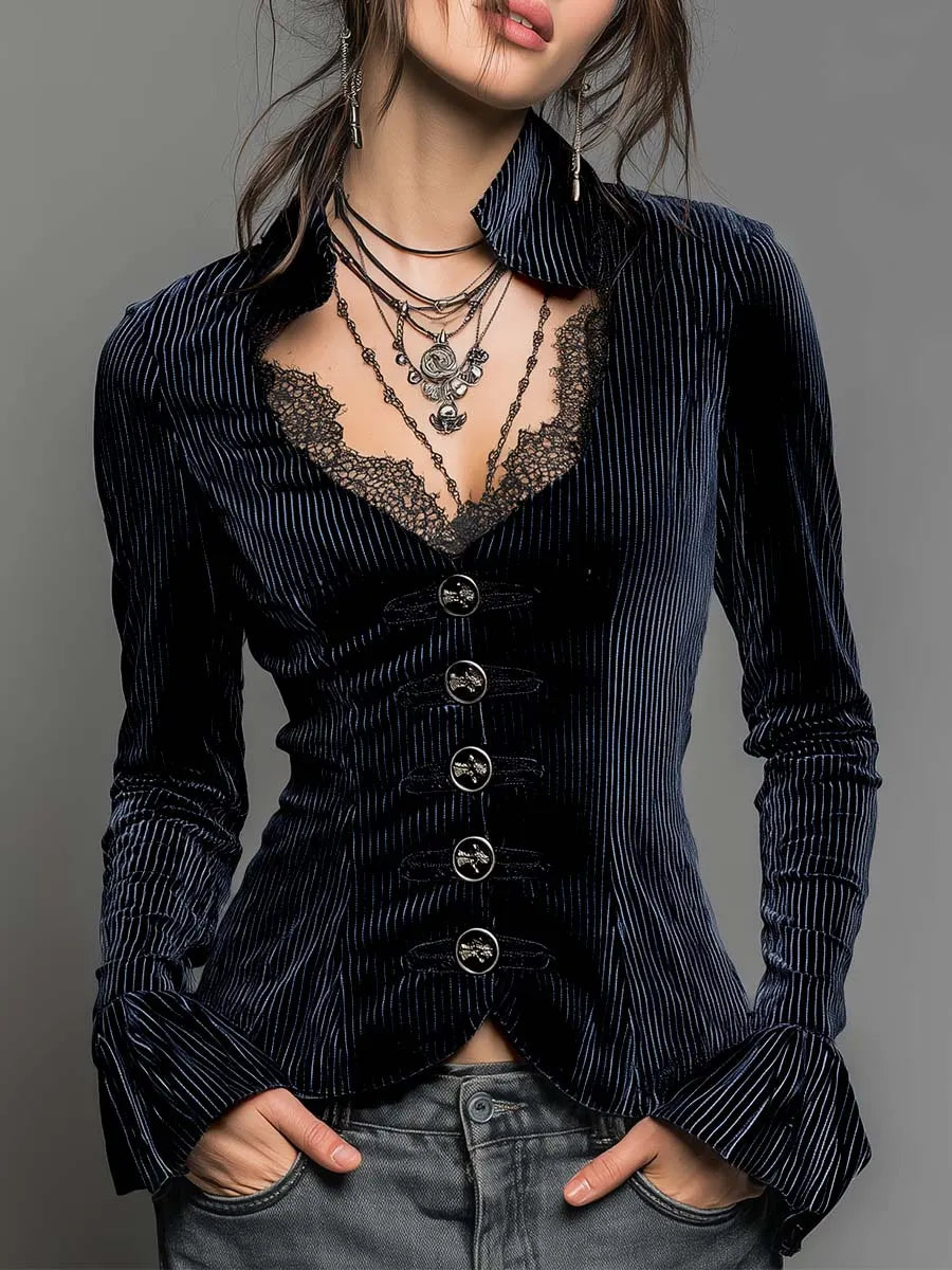 Vintage Shirt in velvet, Designer Aesthetic