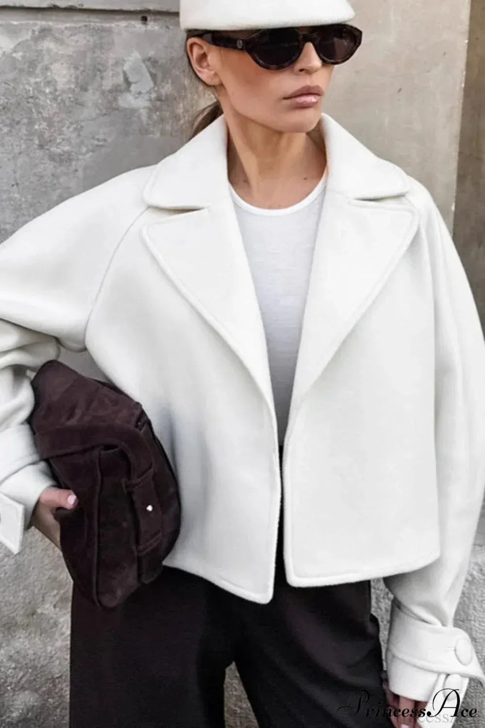 Stylish Notch-Lapel Loose Wool Short Coat