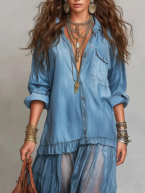 Maxi Dress with denim – Unbeatable Price