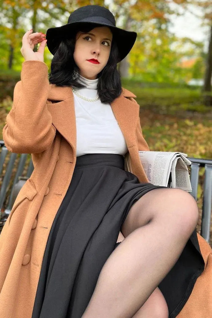 Camel Wool Blend Long Coat - Double Breasted Mid-Calf Fit 3968