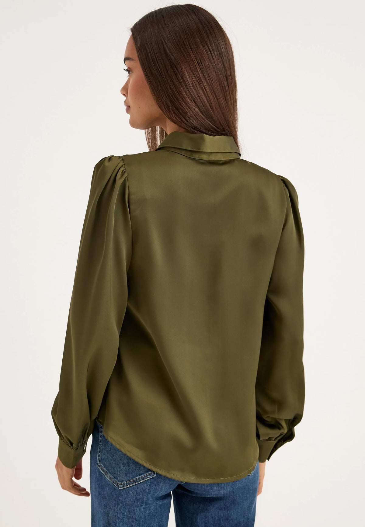 Puff Sleeve Satin Shirt