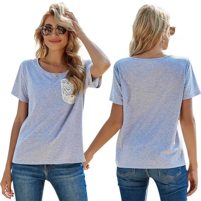 KittenAlarm - New Solid Color Pullover Loose Casual Round Neck Short Sleeve T-shirt