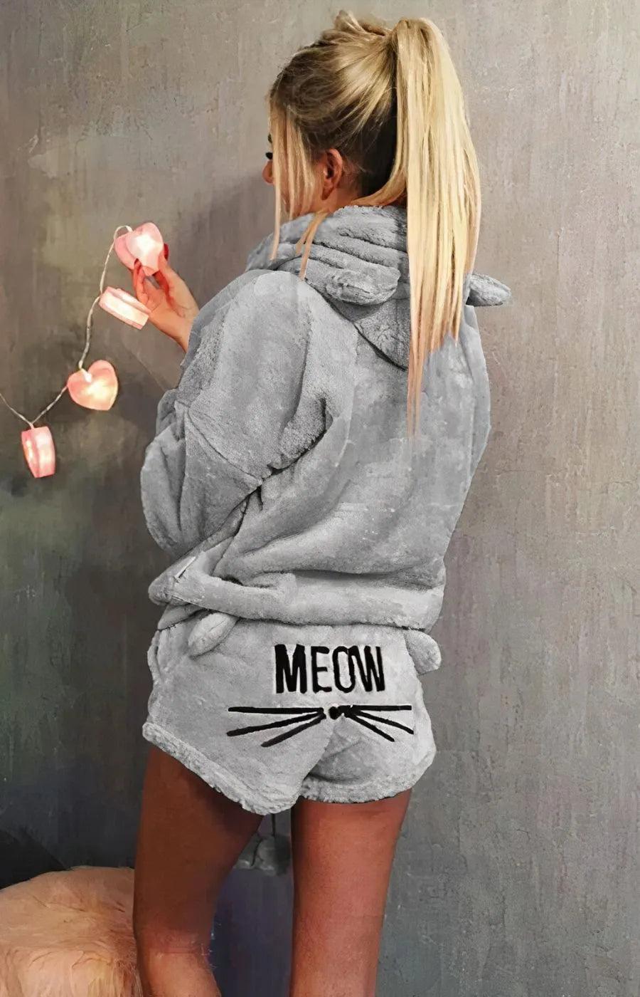 Women's Meow Plush Pajama Shorts
