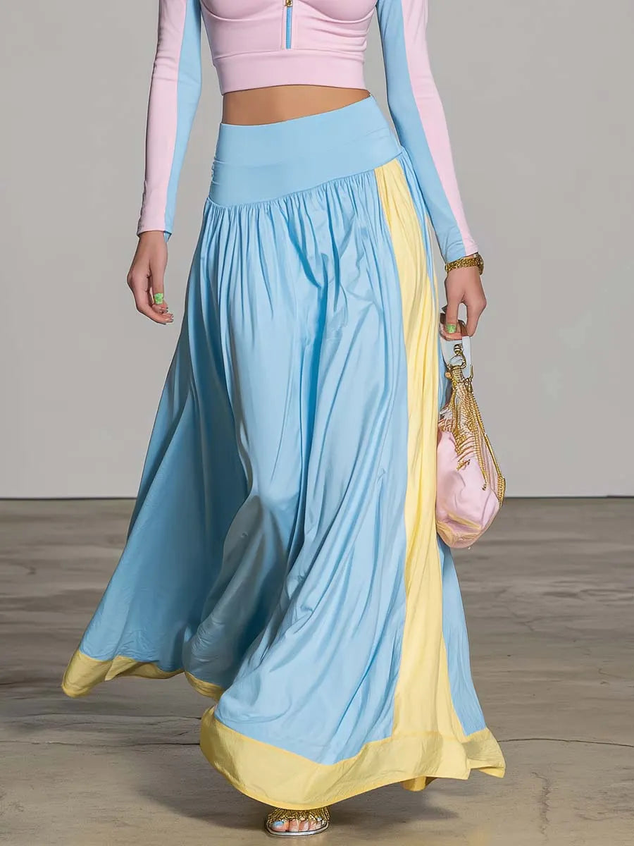 Capri Pastel Maxi Skirt Sport Set Dreamy Coastal Energy