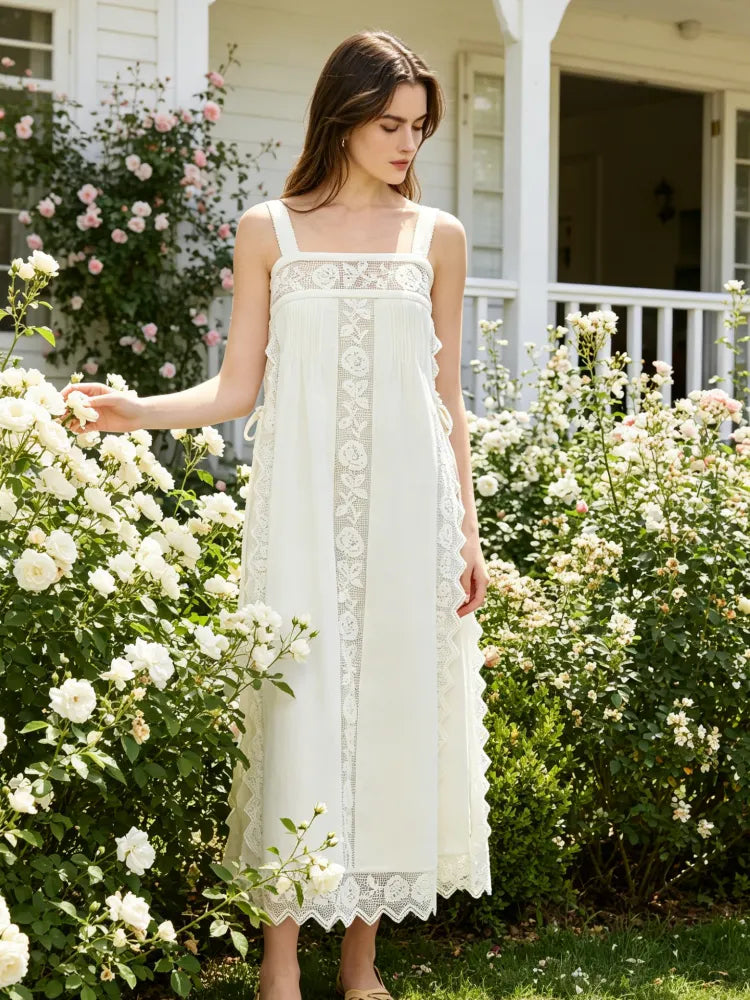 The Lace Linen Midi Dress