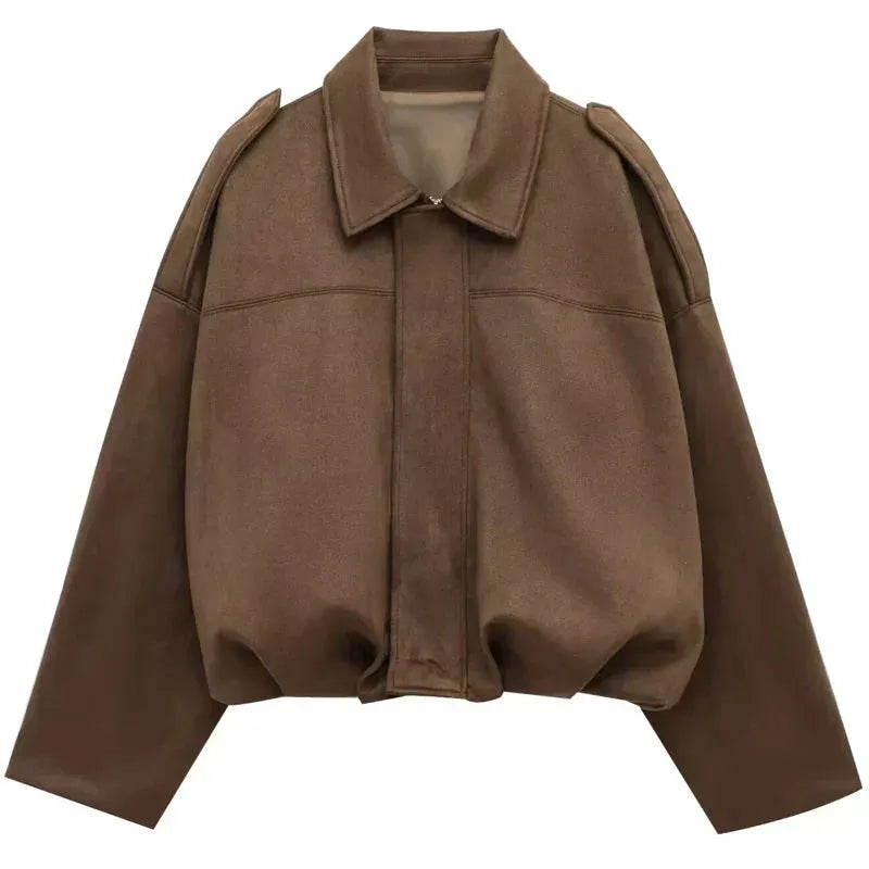 Women's Cropped Zip Up Bomber Jacket