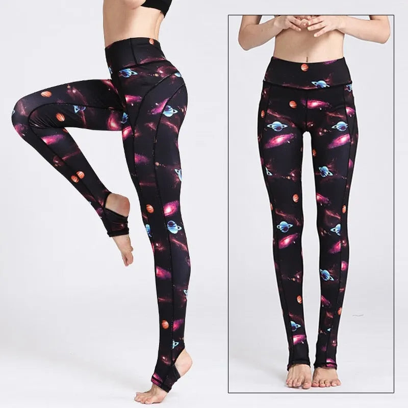 KittenAlarm - Mojoyce Cloud Hide Yoga Pants Women Flower High Waist Sports Leggings Long Tights Push Up Trainer Running 