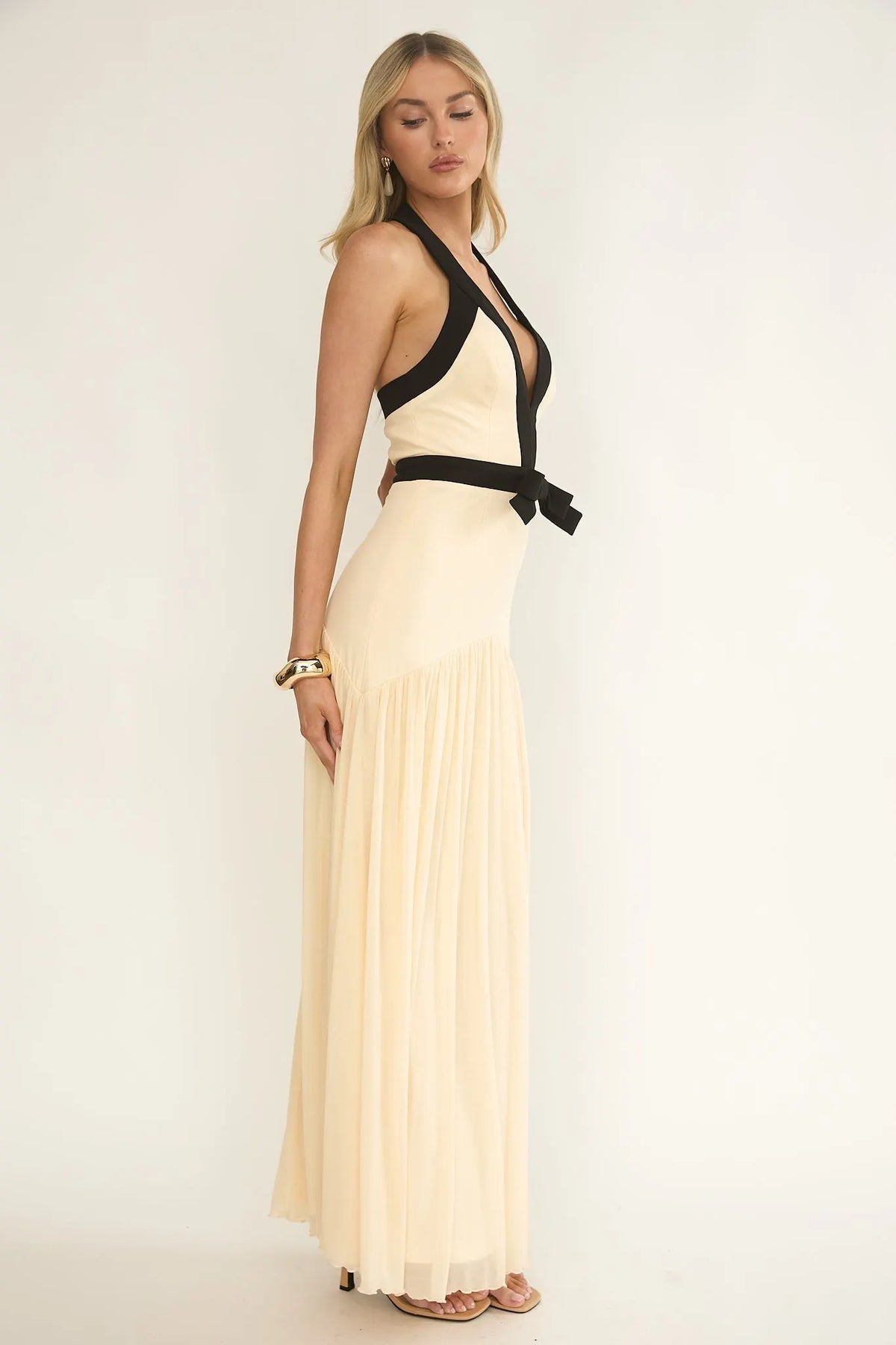 Aven Halter Bow Maxi Dress Butter