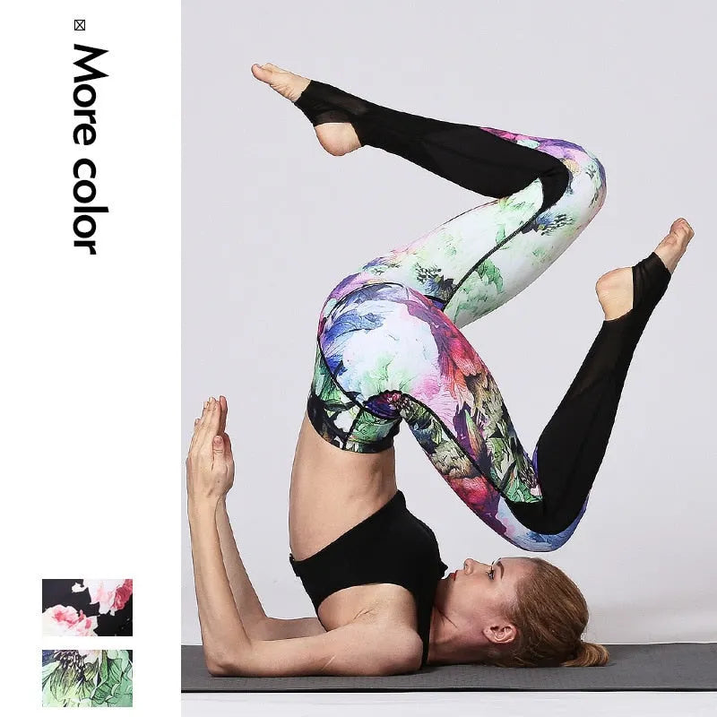 KittenAlarm - Mojoyce Cloud Hide Yoga Pants Flower Sports Leggings  High Waist Sexy Women Long Tights Running Trouser Wo