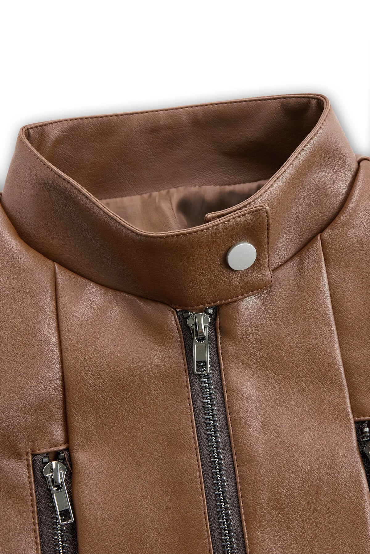 Women's Stand Collar Vintage Faux Leather Jacket