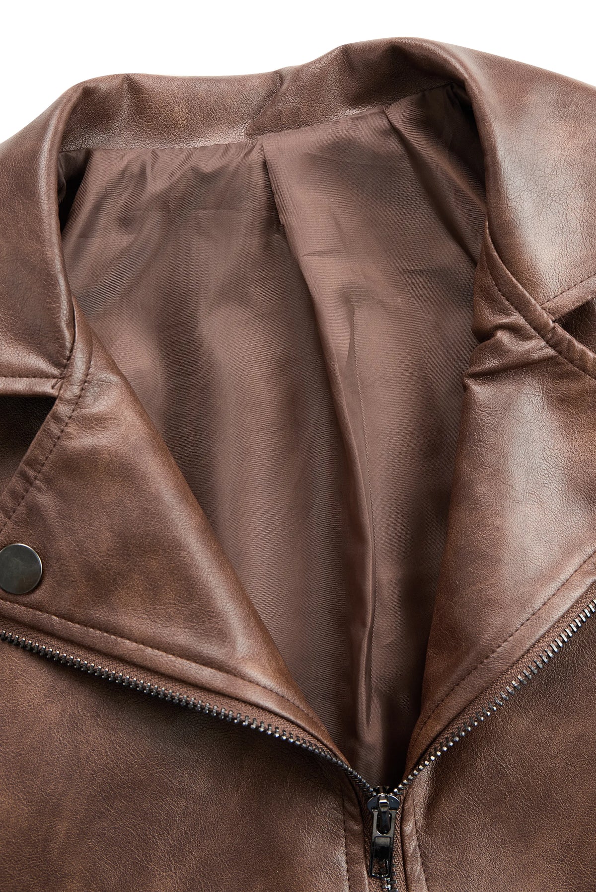 Women's Lapel Vintage Faux Leather Jacket