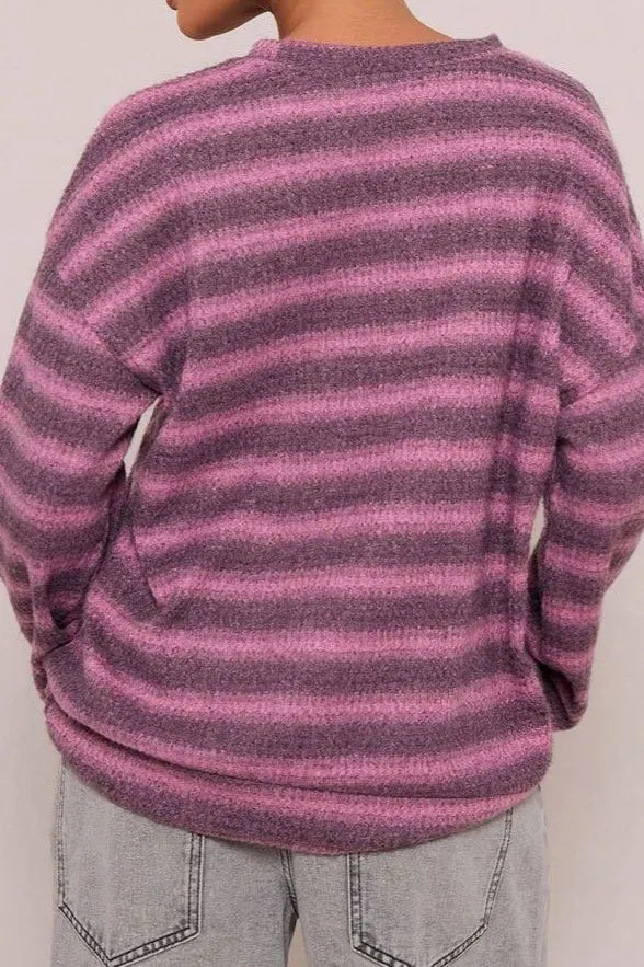 Relaxed Elegant Striped Knit Pullover Blouse
