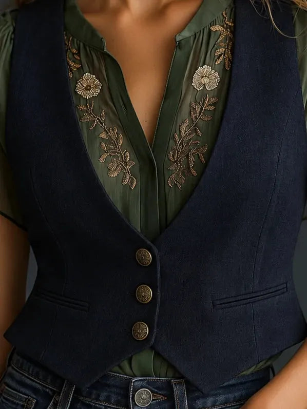 Ornate-Button Tailored Waistcoat