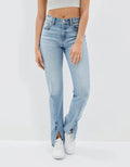 New Slit Slim Flare Women's High Waist Fashion Flared Pants Streetwear Jean