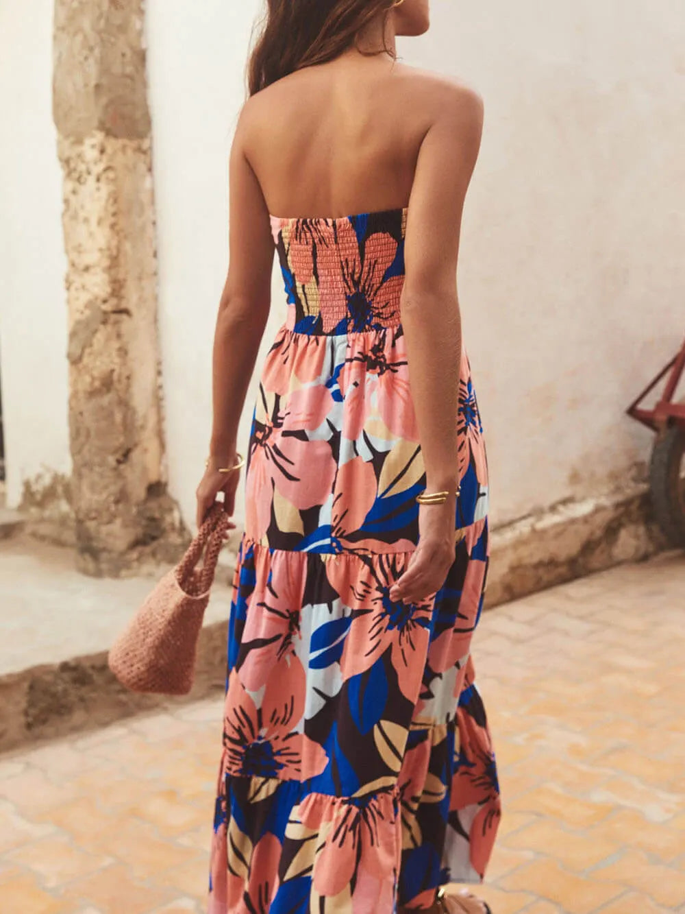 Strapless Printed Stylish Maxi Dress