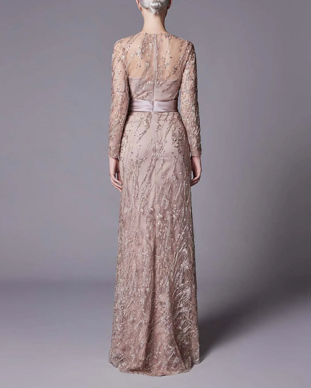 Elegant Sequined Round Neck Dress Gown